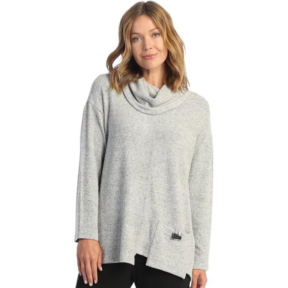 Jess & Jane Solid Soft-Brushed Hacci Cowl Neckline Tunic - Heather Gray NWT - Picture 1 of 1